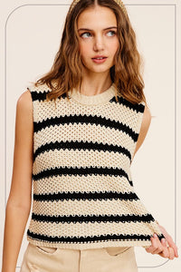 Chunky Stripe Sleeveless Sweater Top